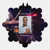 Christelijke Memorial Photo Drummer Drums Band Ornament Kaart (Achterkant)