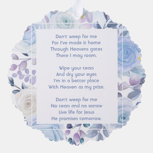 Christelijke Memory Keepsake Hummingbird Blue Roze Ornament Kaart (Achterkant)