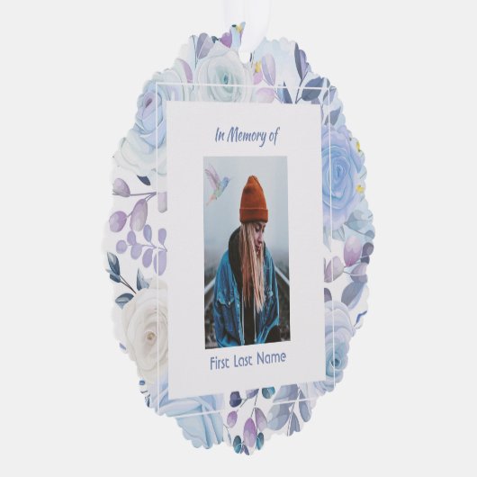 Christelijke Memory Keepsake Hummingbird Blue Roze Ornament Kaart (Rechts)