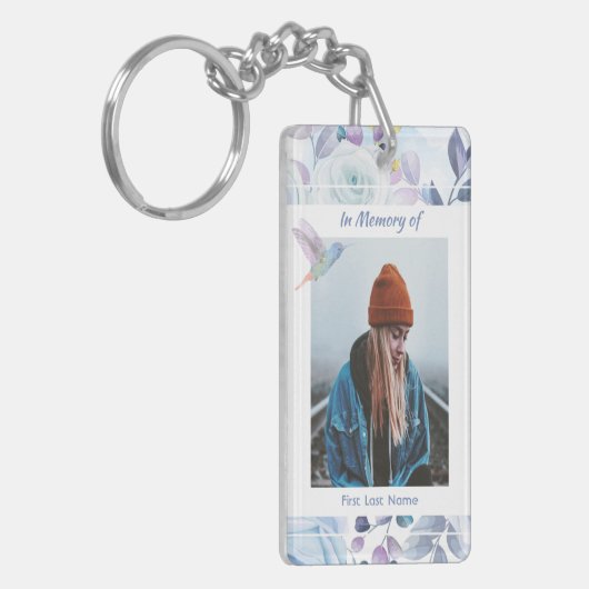 Christelijke Memory Keepsake Hummingbird Blue Roze Sleutelhanger (Voorkant Links)
