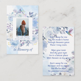 Christelijke Memory Keepsake Hummingbird Blue Roze Visitekaartje