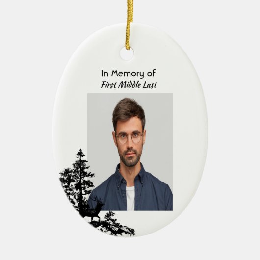 Christelijke Memory Keepsake Mannelijke herten Keramisch Ornament (Voorkant)