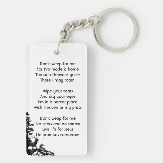 Christelijke Memory Keepsake Mannelijke herten Sleutelhanger (achterkant)