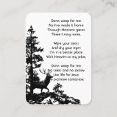 Christelijke Memory Keepsake Mannelijke herten Visitekaartje (Achterkant)