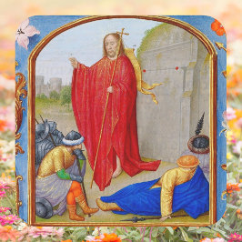 Christelijke middeleeuwse opstanding van Jezus Vierkante Sticker