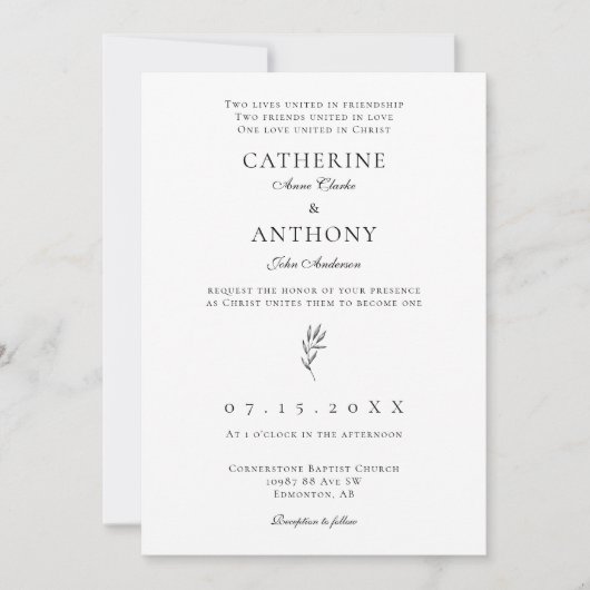 Christelijke minimalistische elegante Classic Leaf Kaart (Voorkant)