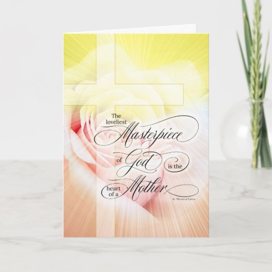 Christelijke Moederdag roze roze en kruisingen Feestdagen Kaart (Voorkant)