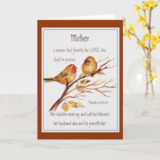 Christelijke Moederdag Schrift Waterverf Kaart (Gele Bloem)