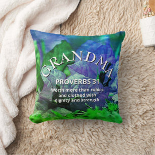 Christelijke Moederdag SPREUKEN 31 Floral GRANDMA Kussen