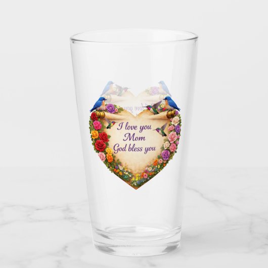 Christelijke Moeder's Gift Bloemhart Glas Cup (Voorkant)