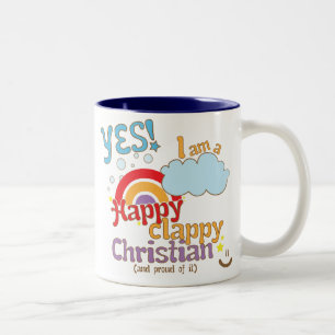 Christelijke mok: Happy Clappy Christelijk Tweekleurige Koffiemok