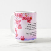Christelijke mok met geschriften en kersbloesem (Voorkant links)