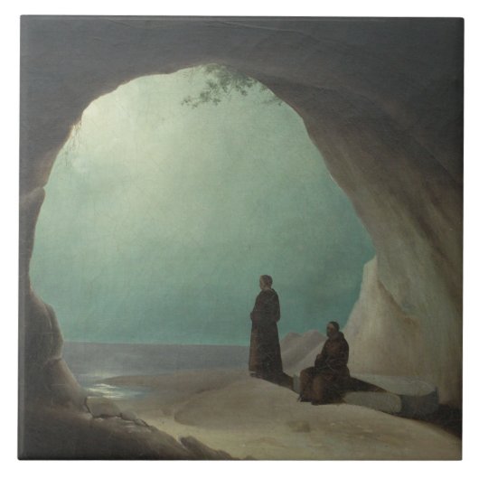 Christelijke Monniken in een Grotto (door Carl Ble Tegeltje (Voorkant)
