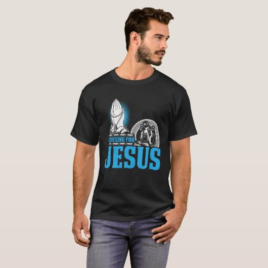 Christelijke motorfiets, kruising met Jezus Fait T-shirt (Voorkant volledig)