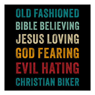 Christelijke Motorfiets Mannen Cool Funny  Faith Perfect Poster