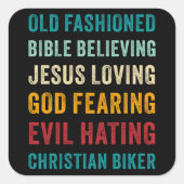 Christelijke Motorfiets Mannen Cool Funny Faith Vierkante Sticker (Voorkant)