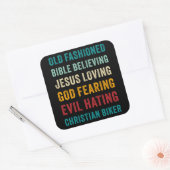 Christelijke Motorfiets Mannen Cool Funny Faith Vierkante Sticker (Envelop)