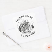 Christelijke motoriek: volg Jezus Biker Vierkante Sticker (Envelop)