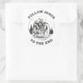 Christelijke motoriek: volg Jezus Biker Vierkante Sticker (Tas)