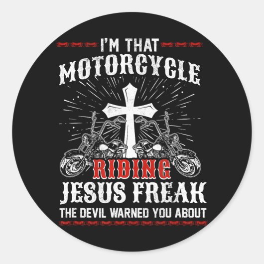Christelijke motorrijder... ik ben die motorrijder ronde sticker (Voorkant)