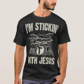 Christelijke Muziek Funny Drum Jesus Rock Drummer  T-shirt (Voorkant)