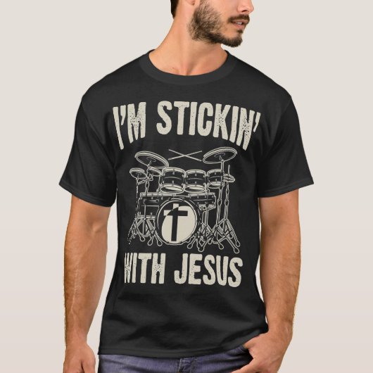 Christelijke Muziek Funny Drum Jesus Rock Drummer  T-shirt (Voorkant)