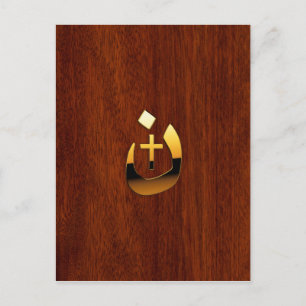 Christelijke nazarene kruissymbolen in goud briefkaart