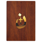 Christelijke nazarene kruissymbolen in goud klembord (Achterkant)