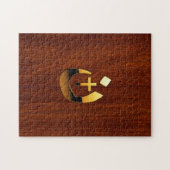 Christelijke nazarene kruissymbolen in goud legpuzzel (Horizontaal)