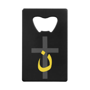 Christelijke nazarene symbolen Solidariteit dwars Creditkaart Flessenopener