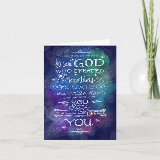 Christelijke notecard Kara cadeau idee God houdt v Kaart (Voorkant)