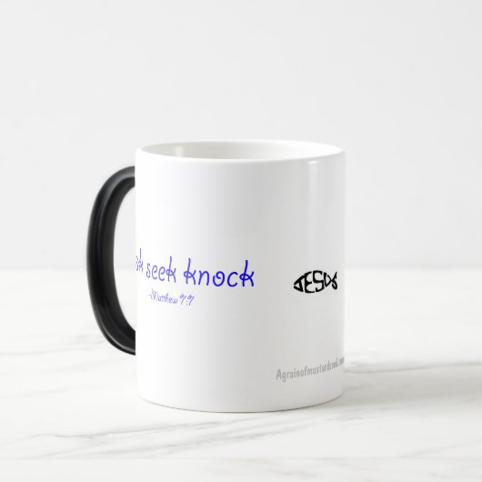 Christelijke offertes magische mok (Voorkant links)