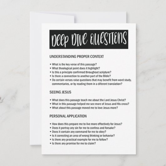 CHRISTELIJKE onderzoekssteun voor Bladwijzer met T Kaart (Achterkant)