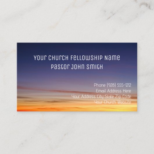 Christelijke Oranje Paarse Sunset Church Visitekaartje (Voorkant)