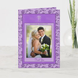 Christelijke paarse bedankkaart met foto