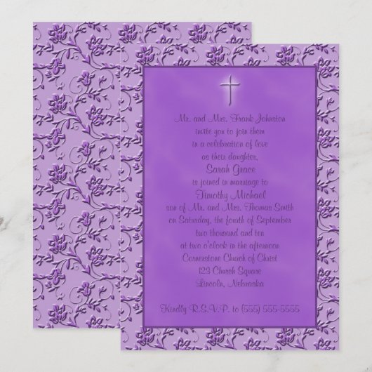 Christelijke Paarse uitnodiging tot weduwschap (Voorkant / Achterkant)