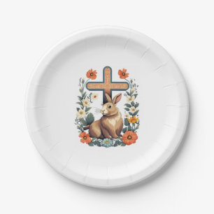 Christelijke Paasdag Cross Paashaas Konijn Papieren Bordje