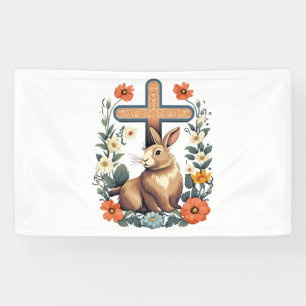 Christelijke Paasdag Cross Paashaas Konijn Spandoek