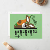 Christelijke paashaas notitiekaartje (Voorkant / Achterkant in situ)