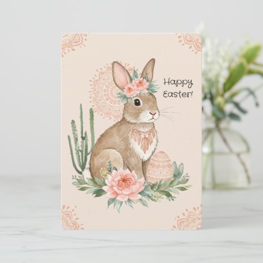 Christelijke paashaas Prints & afdrukbaar Feestdagenkaart (Staand voorkant)