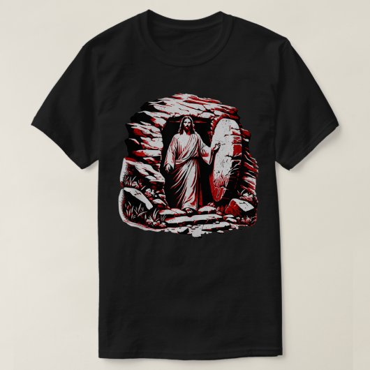 Christelijke paasjezus opgestaan uit Grafkerk Scr T-shirt (Design voorkant)