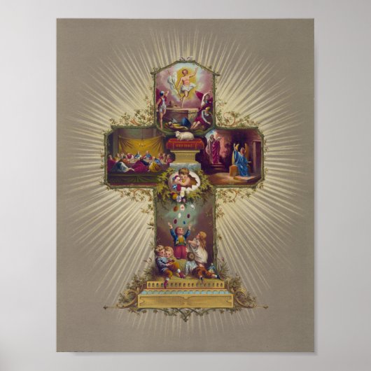 Christelijke Paaskruisopstanding Jezus Christus Poster (Voorkant)