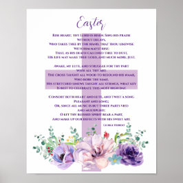 Christelijke Paaspoem Purple Flowers & Cross Poster