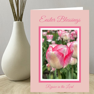 Christelijke Paaszegeningen Roze Tulpen Kaart