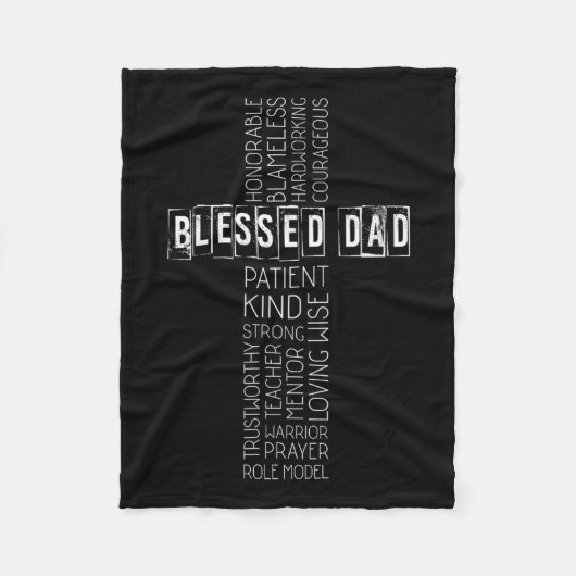 Christelijke Pap Cross Fathers Dag Fleece Deken (Voorkant)