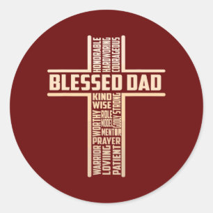 Christelijke Pap Cross Fathers Dag Ronde Sticker