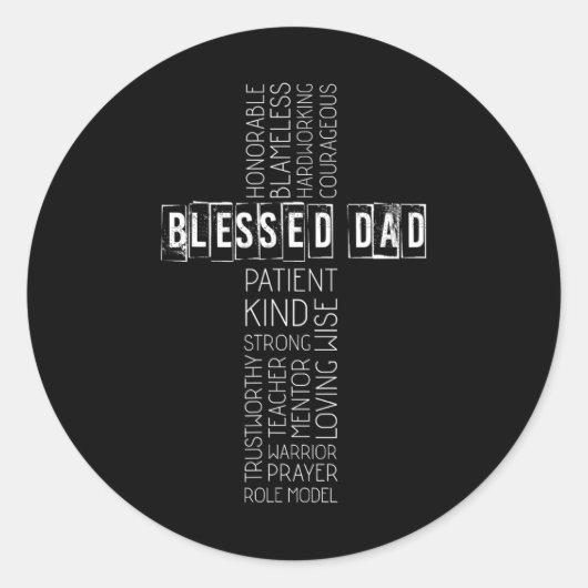 Christelijke Pap Cross Fathers Dag Ronde Sticker (Voorkant)