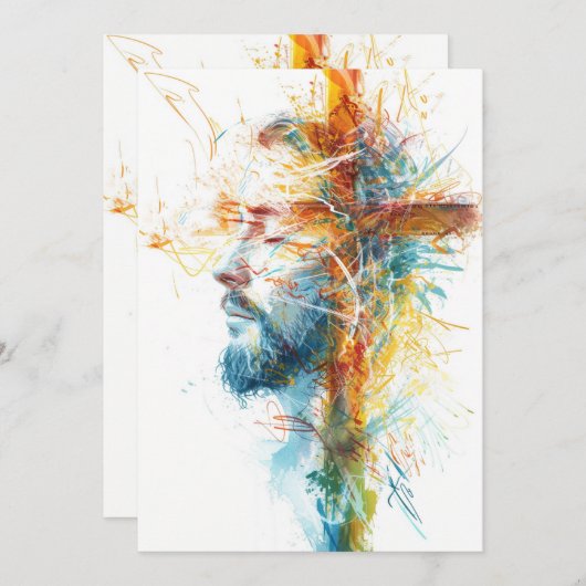 Christelijke Pasen Kaart, Waterverf Jezus Kruis Feestdagenkaart (Voorkant / Achterkant)