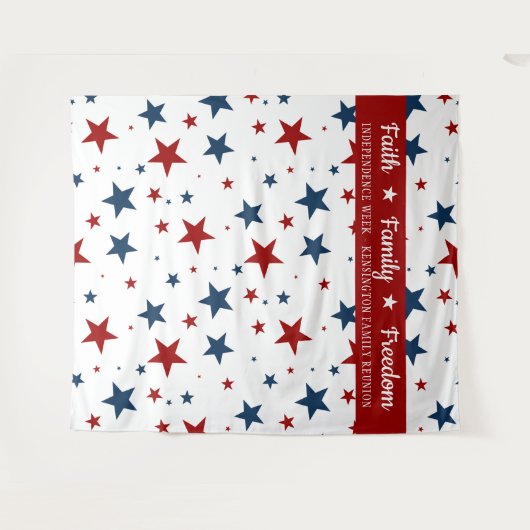 Christelijke Patriotische Sterren Photobooth Achte Wandkleed (Voorkant (horizontaal))