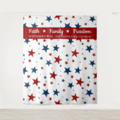 Christelijke Patriotische Sterren Photobooth Achte Wandkleed (Voorkant)